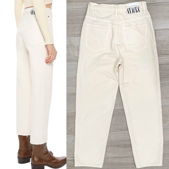 Mother SNACKS! High Waisted Double Stack Ankle Jeans in Natural Size 25 - Picture 2 of 14